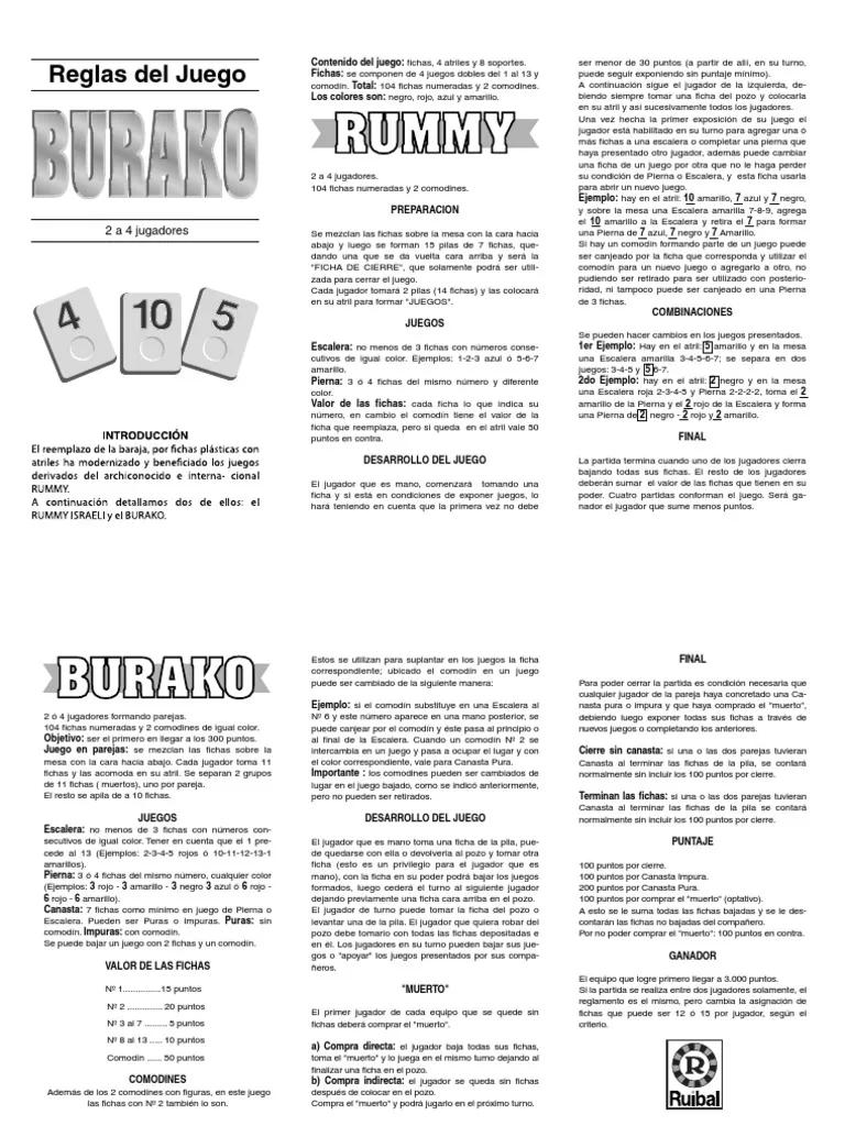 Rummy burako reglas